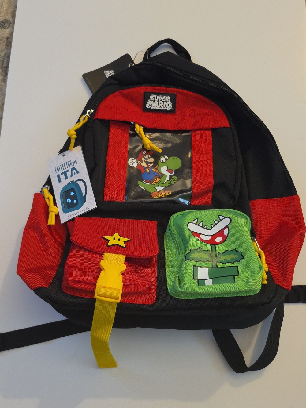 Bioworld Nintendo Super Mario Bros. Mario & Yoshi Built-Up ITA Backpack. NWT